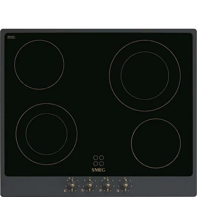 SMEG KERÁMIA FŐZŐLAP, Colonial design, 60 cm, 4 főzőzóna, antracit