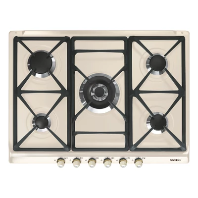 SMEG GÁZ FŐZŐLAP, Cortina design, 70 cm, 5 gázégő, bézs
