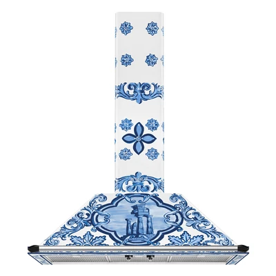 SMEG VICTORIA design kürtős fali páraelszívó, 90 cm, D&G Blu Mediterraneo kollekció