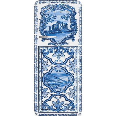 SMEG KOMBINÁLT HŰTŐ ÉS FAGYASZTÓ, retro, 60,1x150 cm, jobb oldali pántok, D&G Blu Mediterraneo kollekció