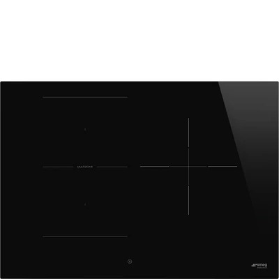 SMEG INDUKCIÓS FŐZŐLAP, Universal design, 72 cm, 3 főzőzóna, 1 MultiZone híd zóna, egyenes él, fekete üveg
