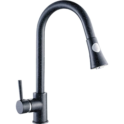 Laveo DARU Kihúzható zuhanyváltós csaptelep, szemcsés fekete