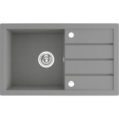 Laveo RINA csepptálcás szürke mosogató, automata dugókiemelős, helytakarékos szifonnal