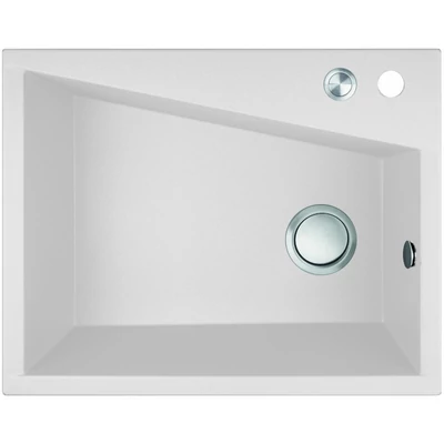 Laveo GRENADA csaplyukas fehér mosogató automata dugókiemelős, helytakarékos szifonnal