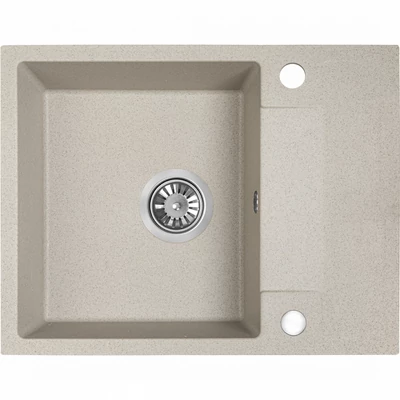 Laveo RAB MINI csepptálcás bézs mosogató helytakarékos szifonnal és csaplyuktakaró dugóval